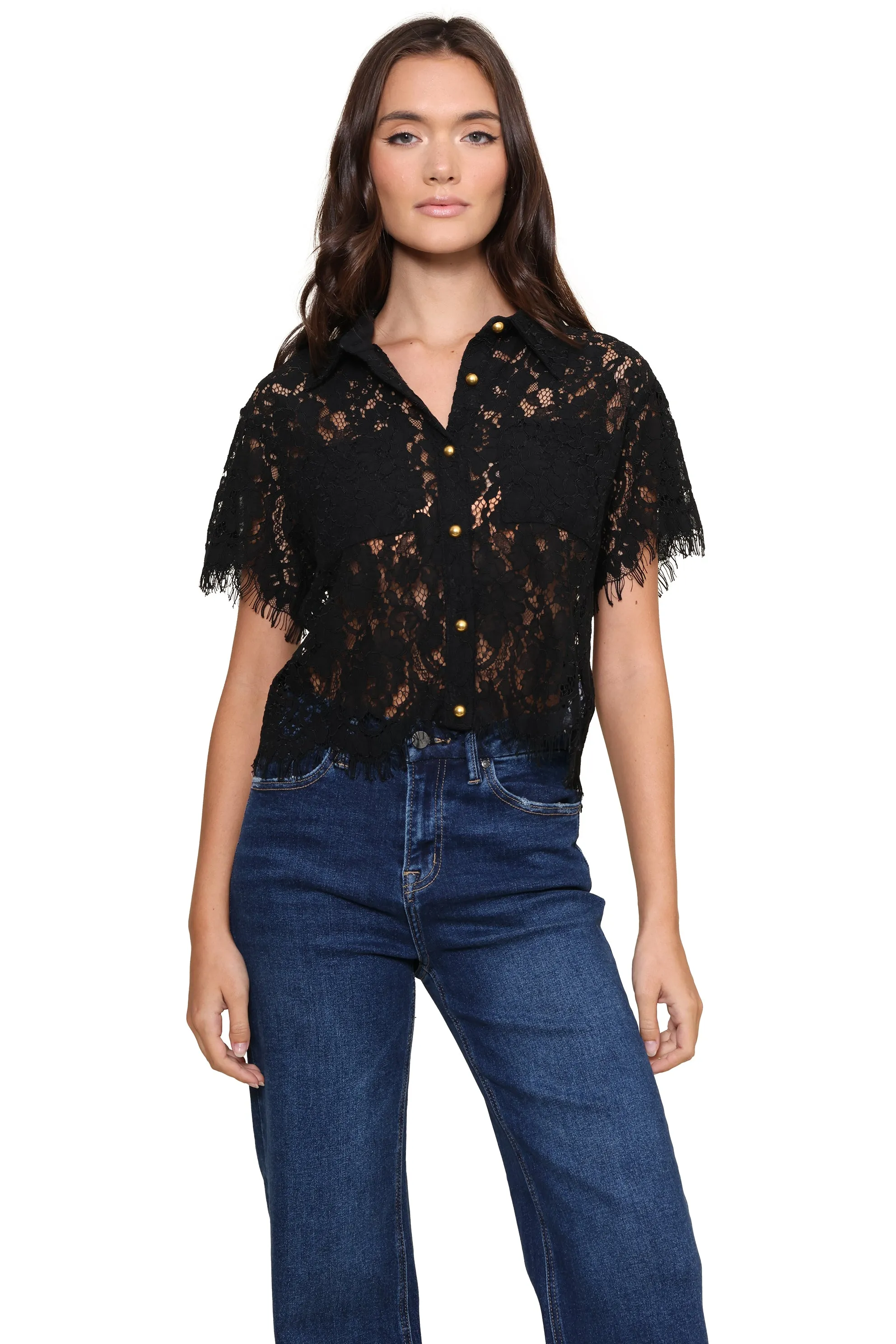 Lizbeth Short Sleeve Lace Top sold by Mixology