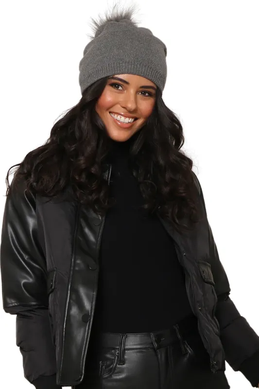 Evelyn Beanie With Faux Pom sold by Mixology