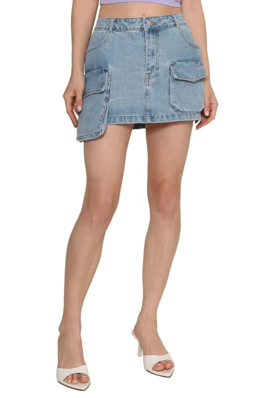 Cargo Pocket Denim Mini Skirt sold by Mixology