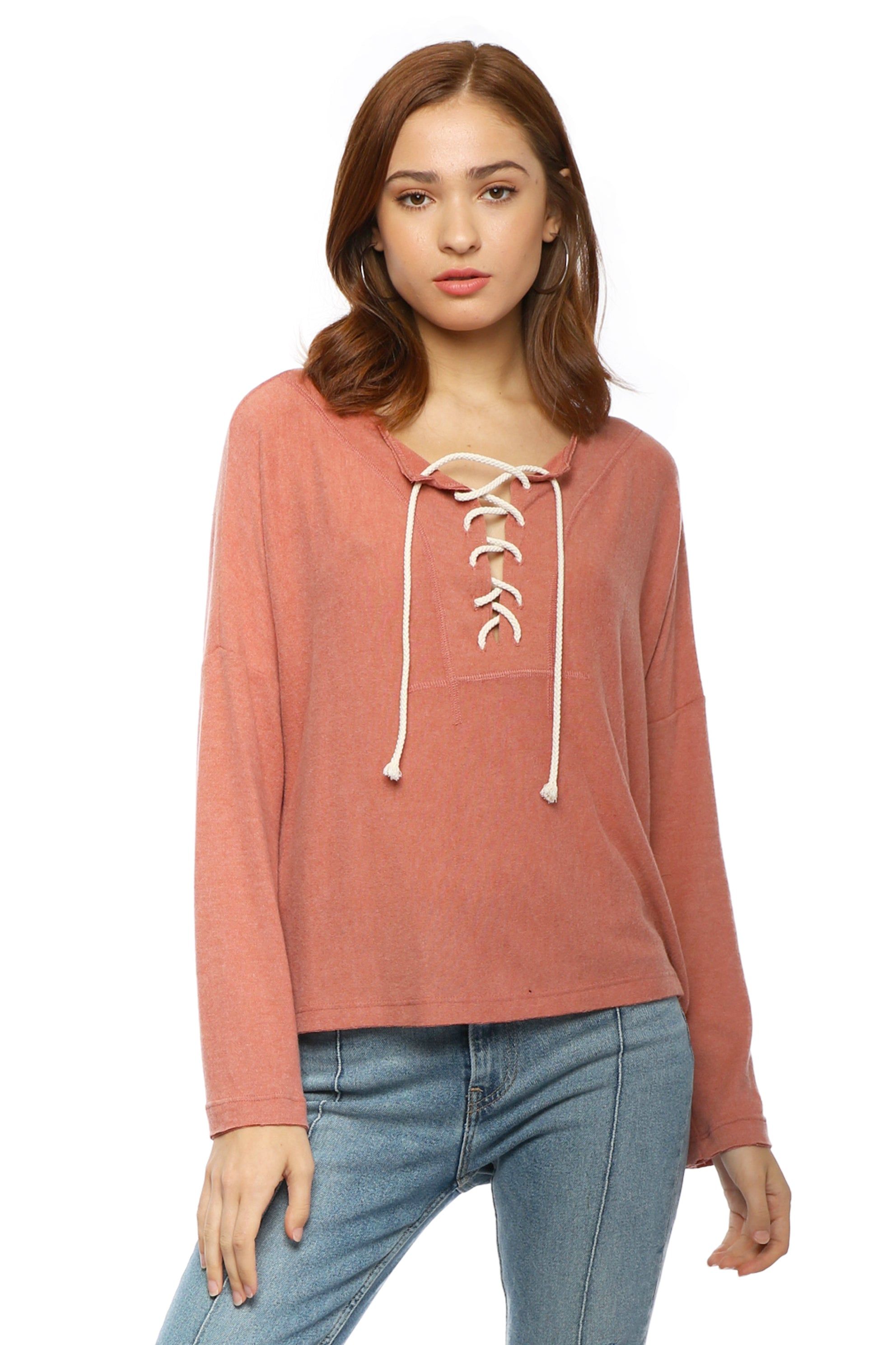 Lace Up Hacci Sweater sold by Mixology