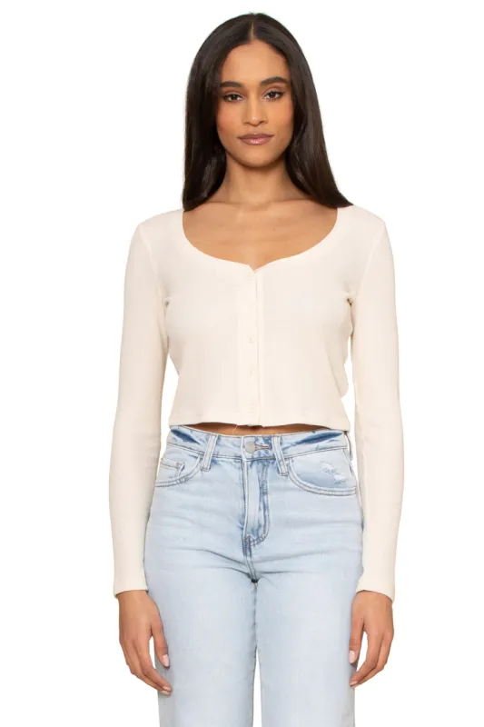 Ciana Cropped Waffle Top sold by Mixology