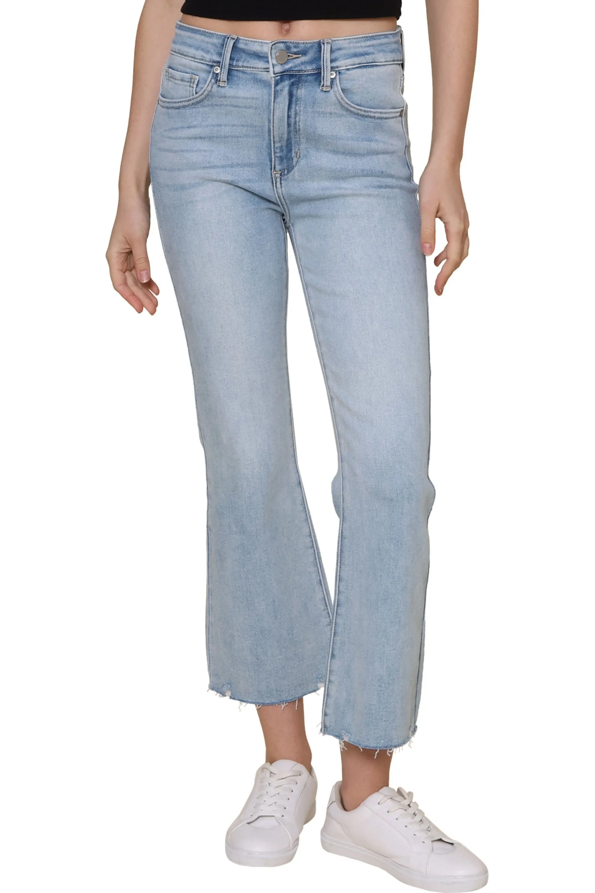 High Rise Crop Flare With Distressed Hem Jeans sold by Mixology product image thumbnail 2