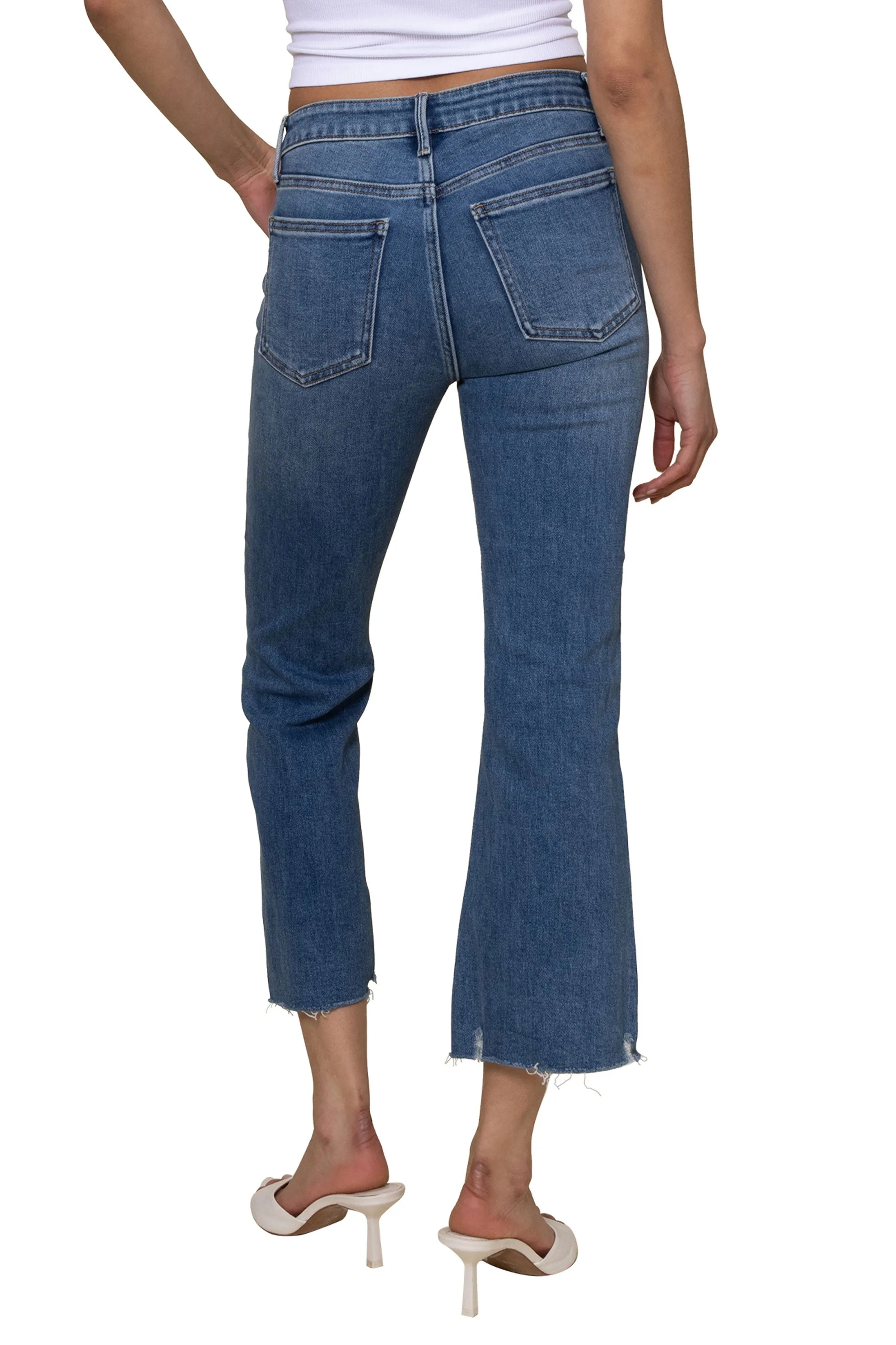 High Rise Crop Flare With Distressed Hem Jeans sold by Mixology product image thumbnail 4
