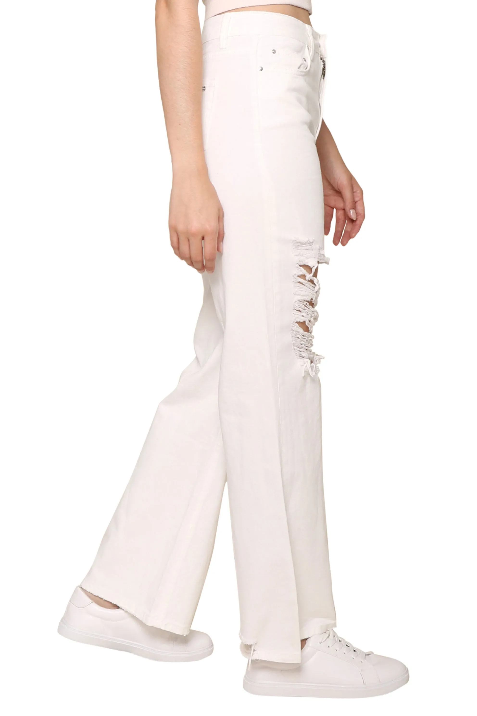 Super High Rise Wide Leg White Jeans sold by Mixology product image thumbnail 2