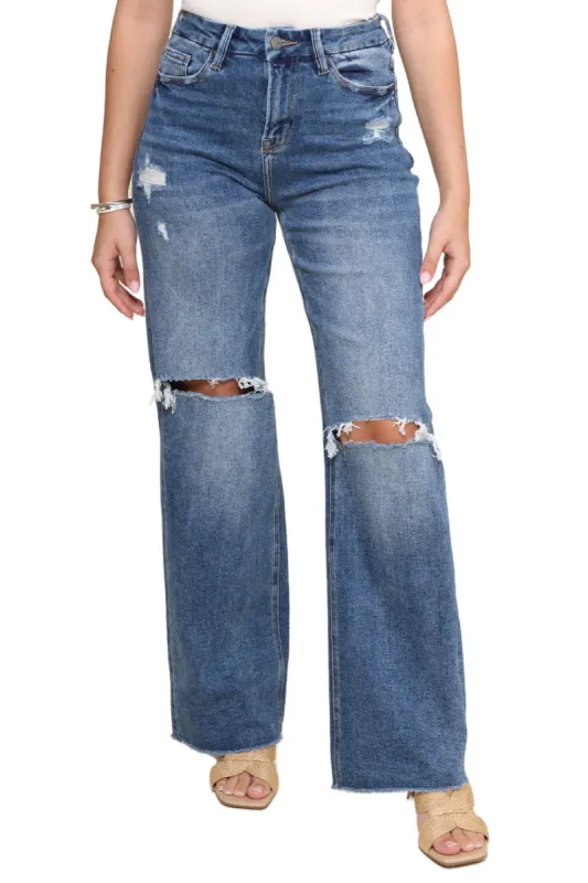 Medium Wash Super High Rise Wide Leg sold by Mixology
