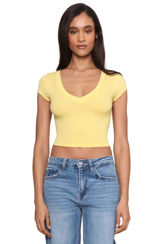 Ribbed V Neck Cropped Tee sold by Mixology