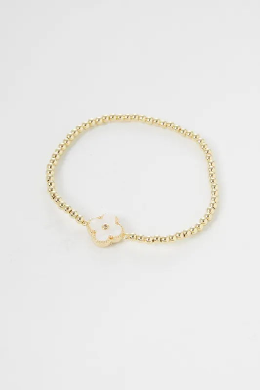 Simone Mother of Pearl Clover Ball Bracelet sold by Mixology