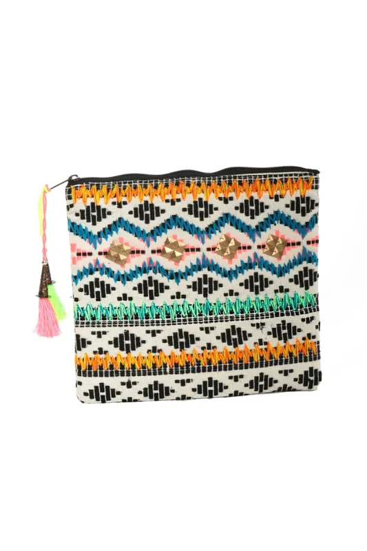 Jacquard Embroidered Clutch sold by Mixology