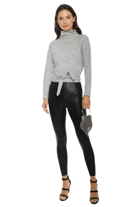 Mock Neck Tie Front Sweater sold by Mixology