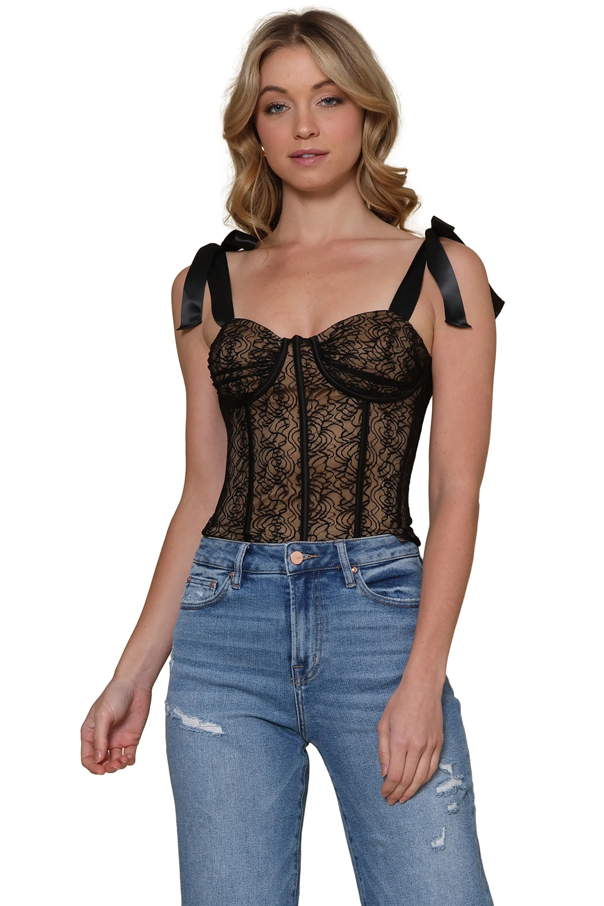 Bella Lace Ribbon Corset Top sold by Mixology product image thumbnail 2