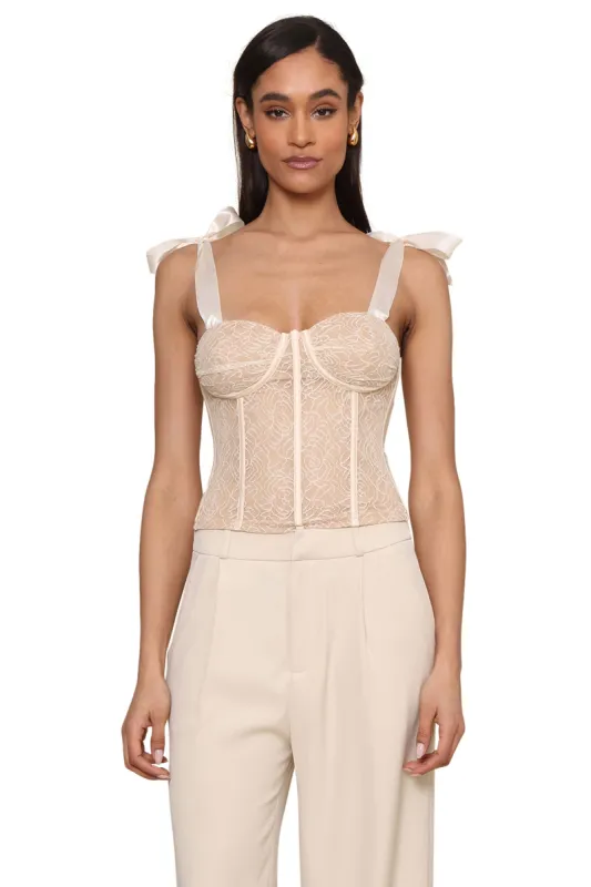 Bella Lace Ribbon Corset Top sold by Mixology