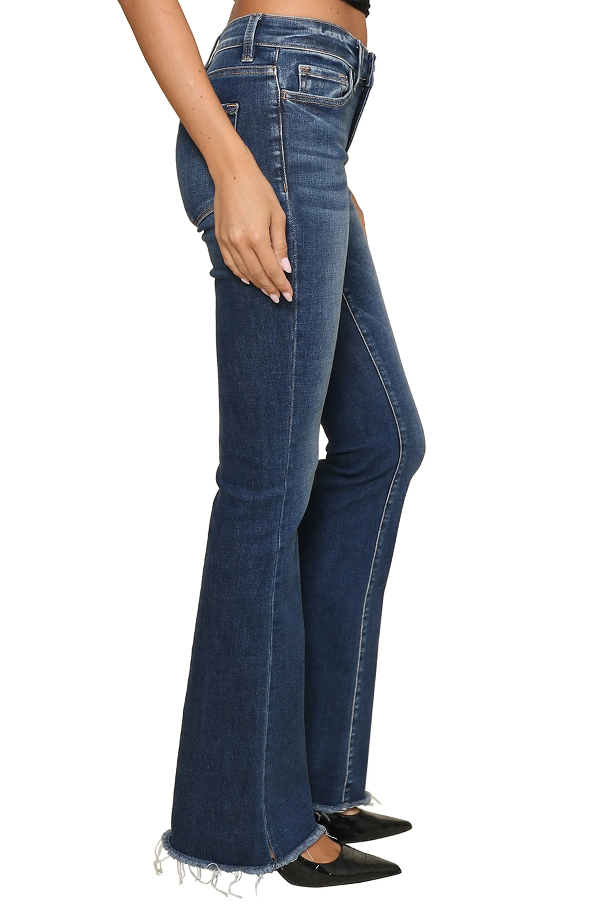 Dark Mid Rise Flare with Raw Hem sold by Mixology product image thumbnail 2