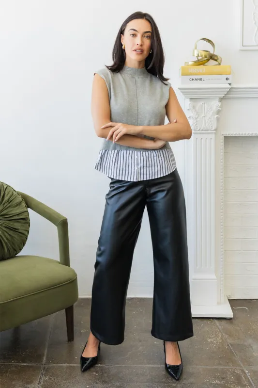 Camille Faux Leather Wide Leg Pant made by Mixology