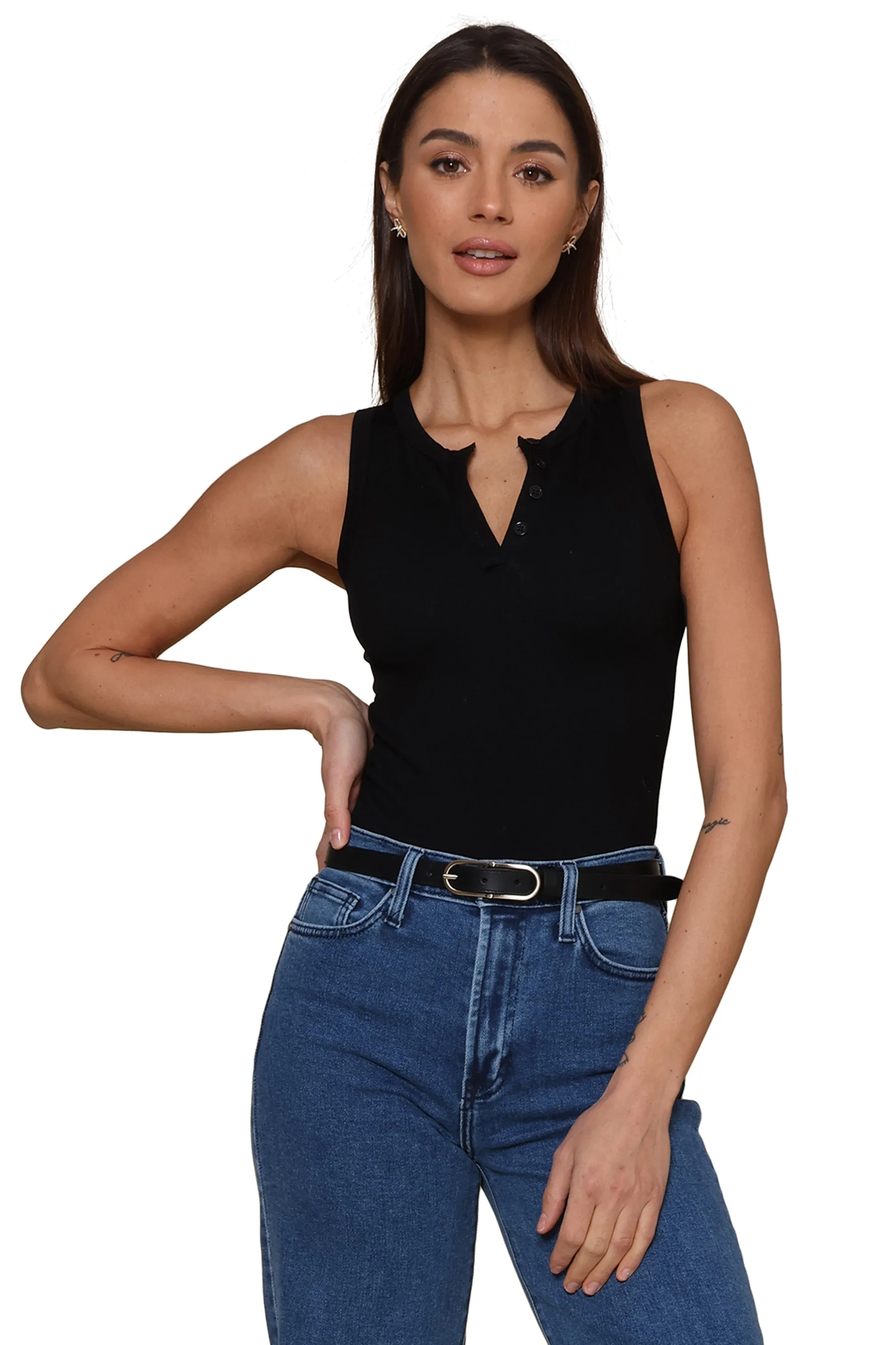 Ribbed Seamless Henley Top sold by Mixology product image thumbnail 3