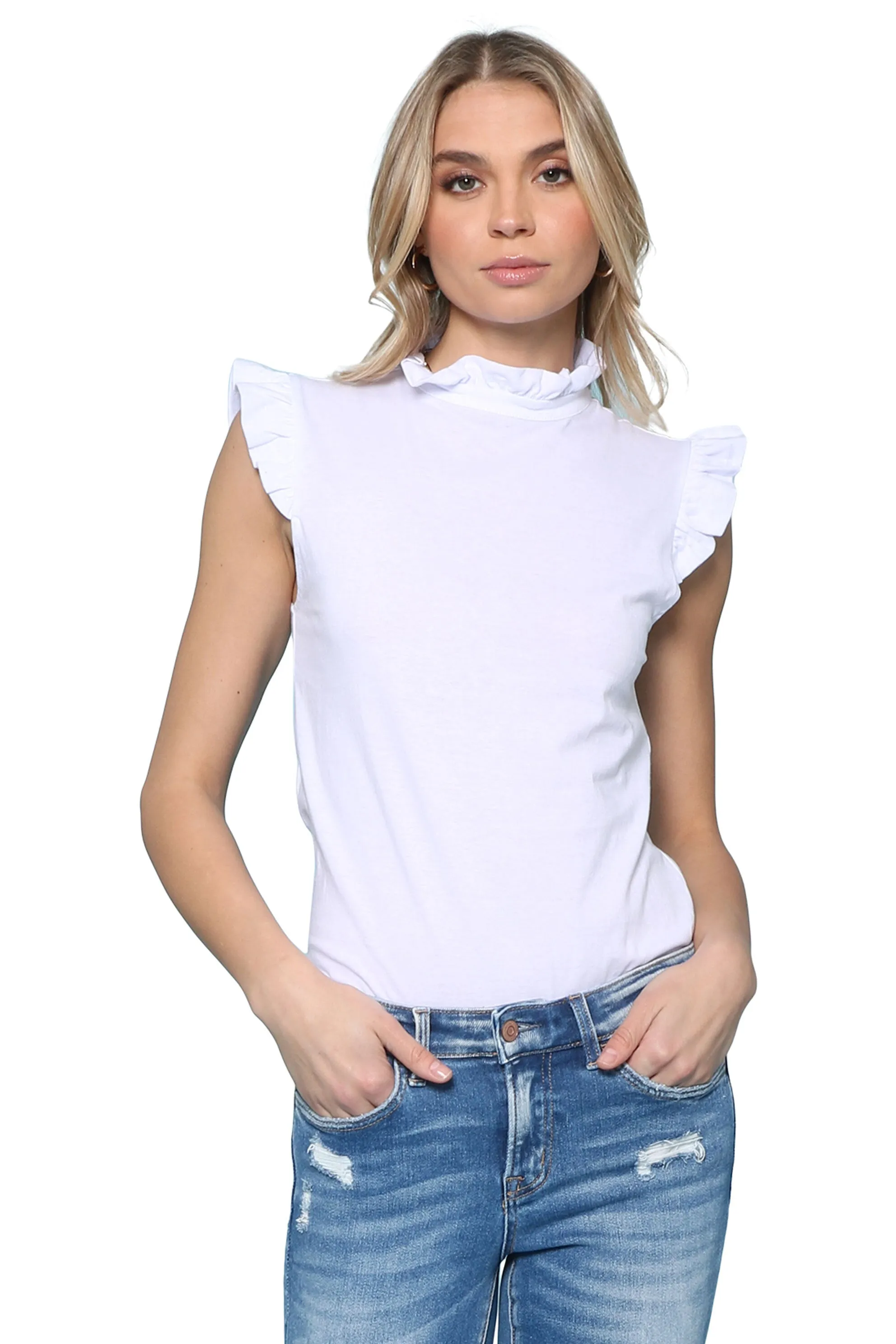 Jay Ruffle Mock Neck Knit Top sold by Mixology product image thumbnail 3