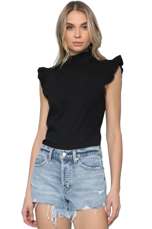 Jay Ruffle Mock Neck Knit Top sold by Mixology