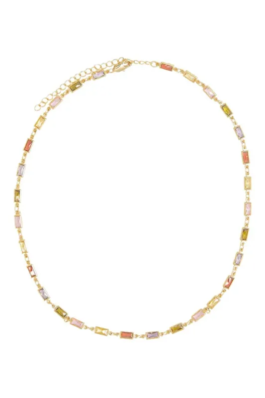 Goldie Rectangle Stone Necklace sold by Mixology