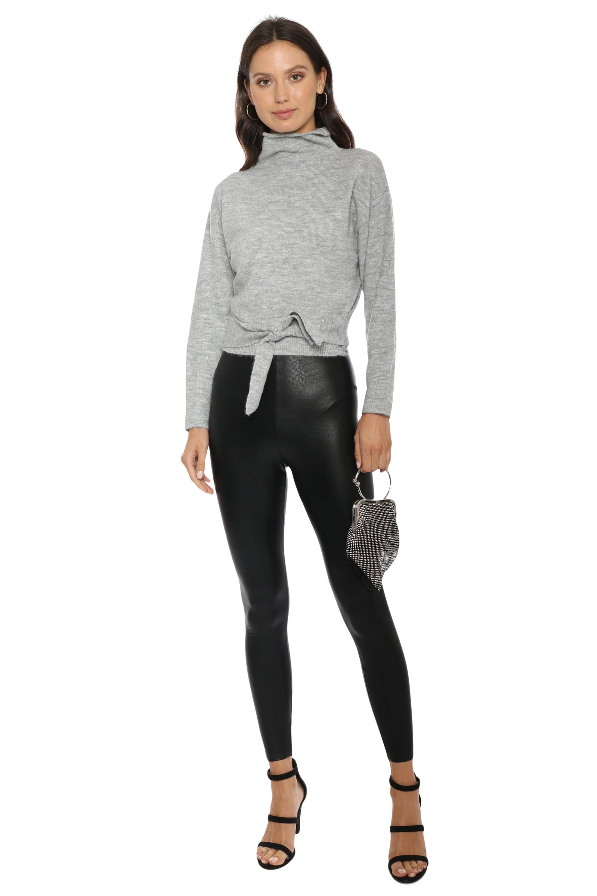 Mock Neck Tie Front Sweater sold by Mixology