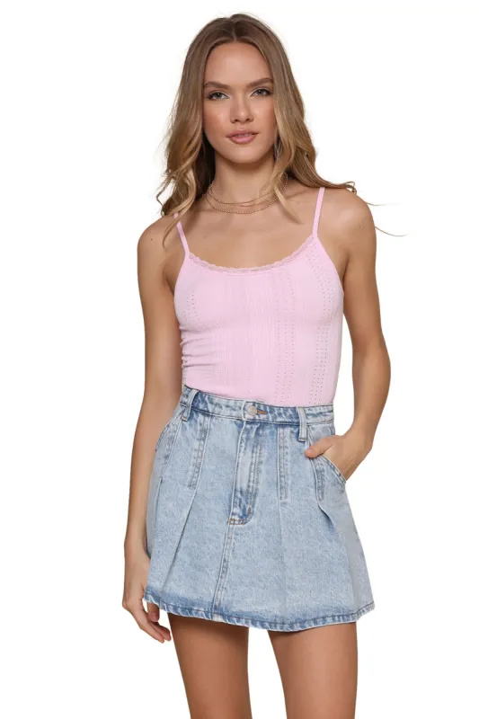 Seamless Lace Trim Top sold by Mixology