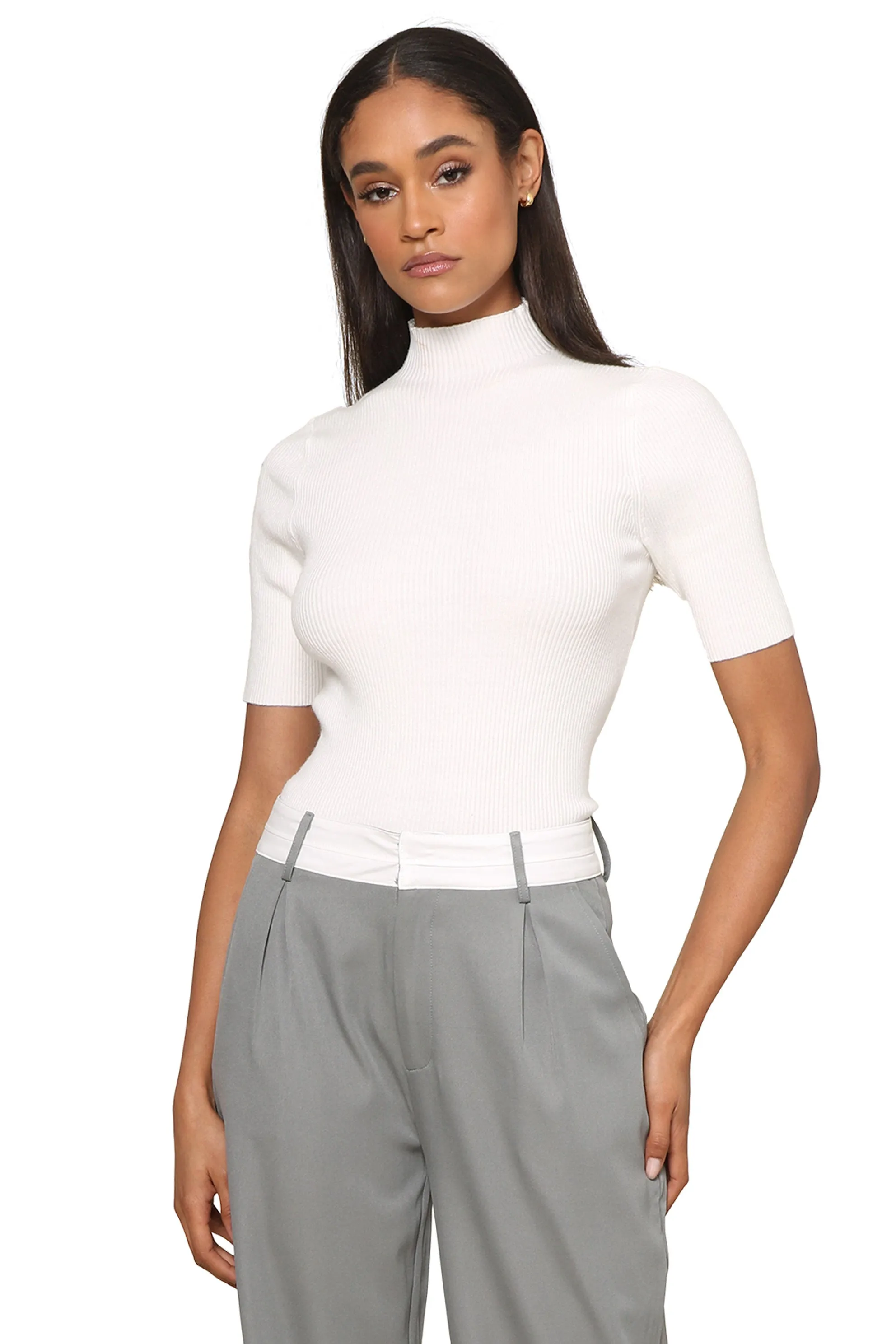 Mock Neck Short Sleeve Sweater sold by Mixology