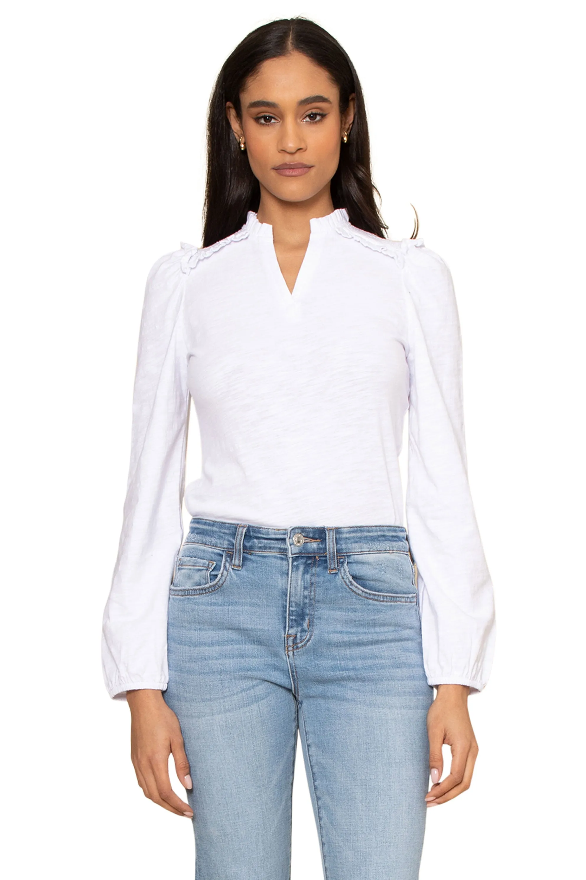 Slub Jersey V-Neck Yoke Top sold by Mixology