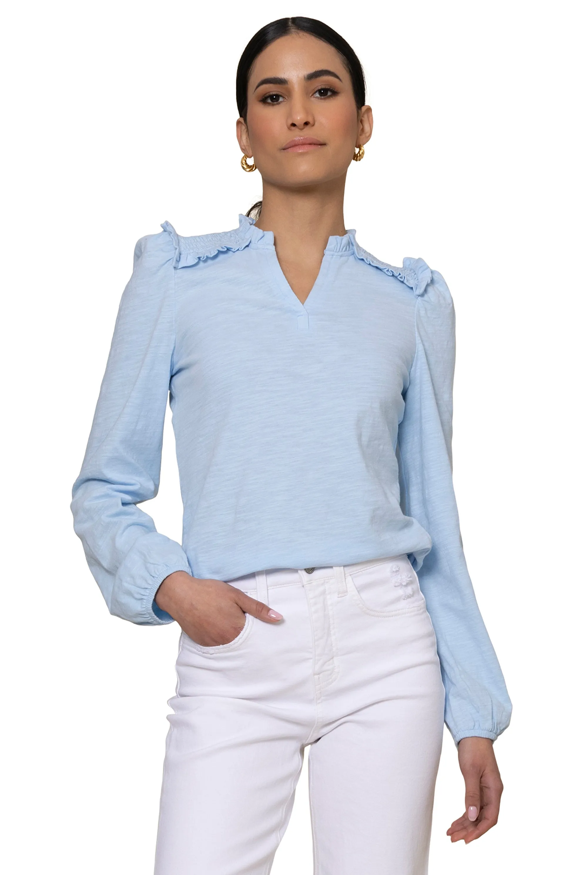 Slub Jersey V-Neck Yoke Top sold by Mixology product image thumbnail 2