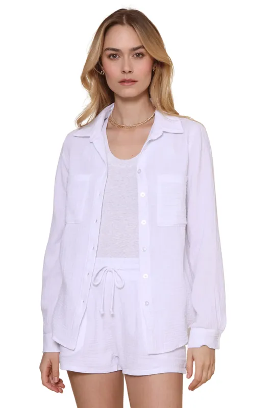 Kali Button Up Gauze Top sold by Mixology