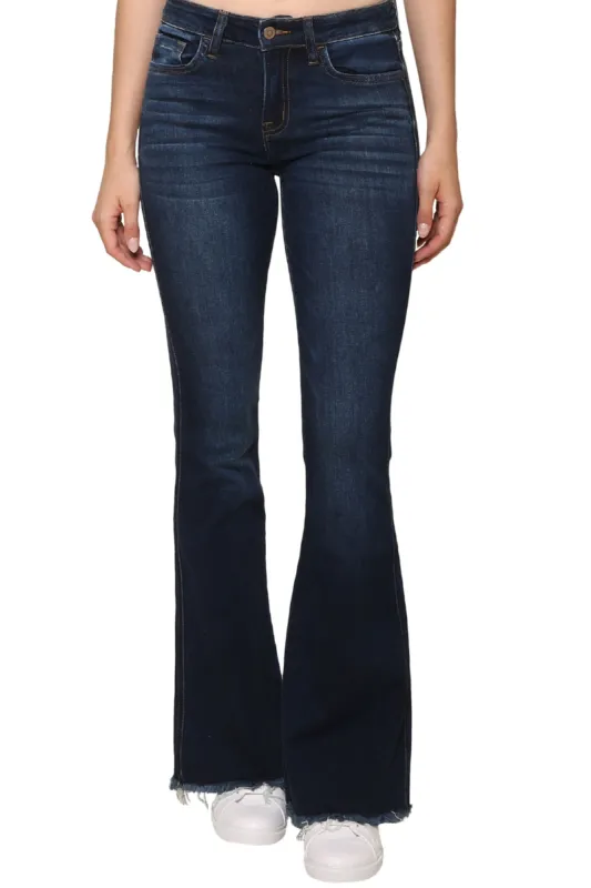 Mid Rise Flare Jeans With Fray Hem sold by Mixology