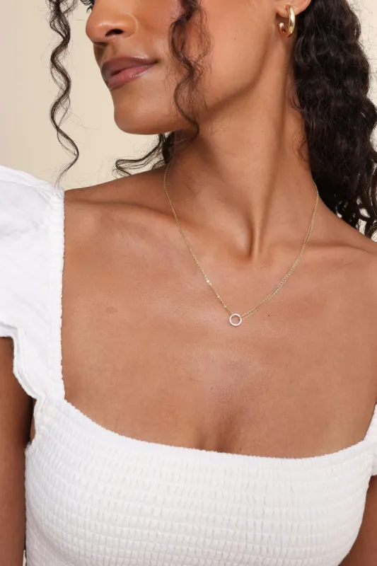 Jenson Cz Circle On Double Chain Necklace sold by Mixology