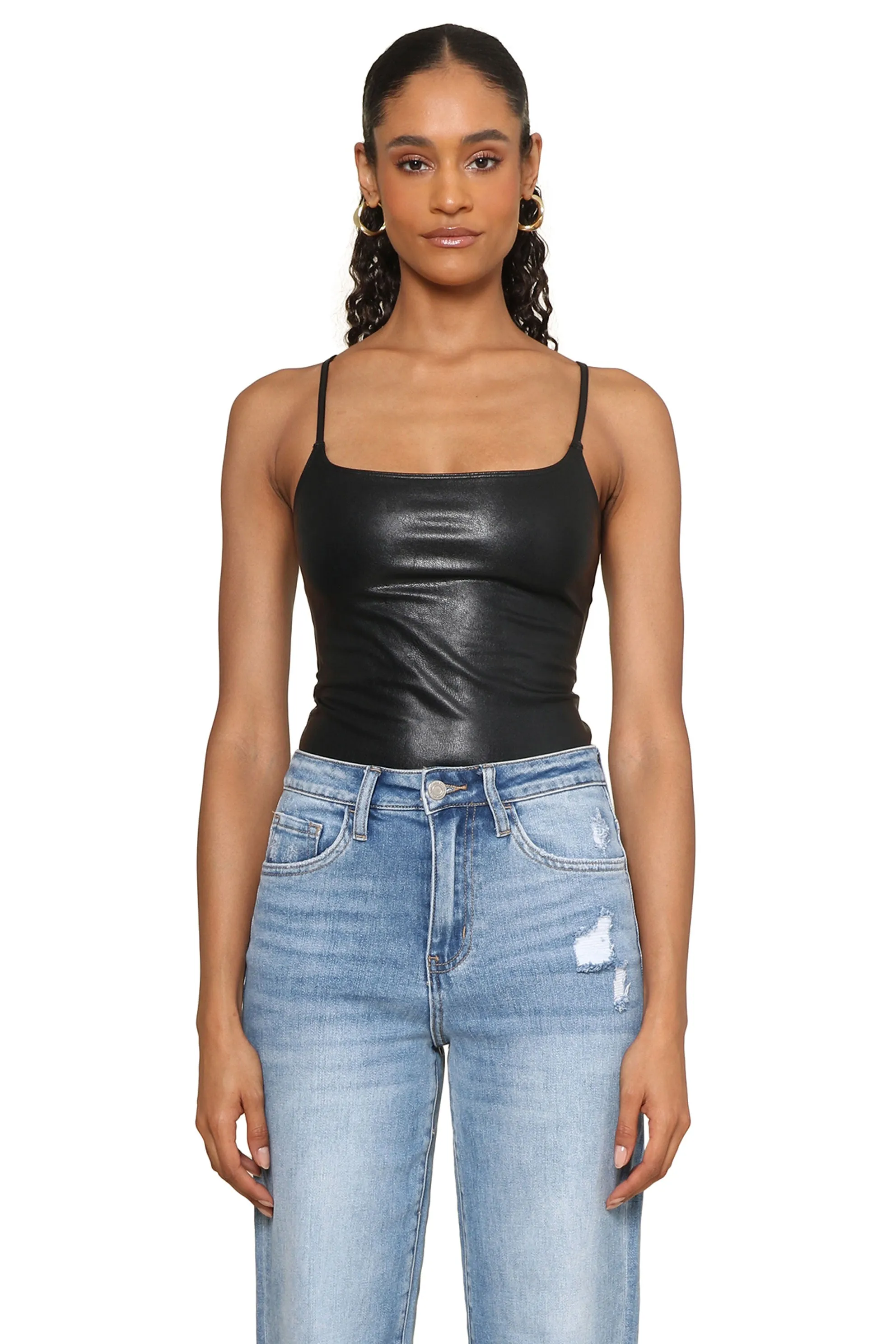 Faux Leather Cami Bodysuit sold by Mixology