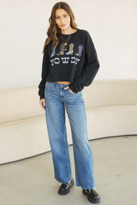 Howdy Boots Raw Edge Sweatshirt sold by Mixology