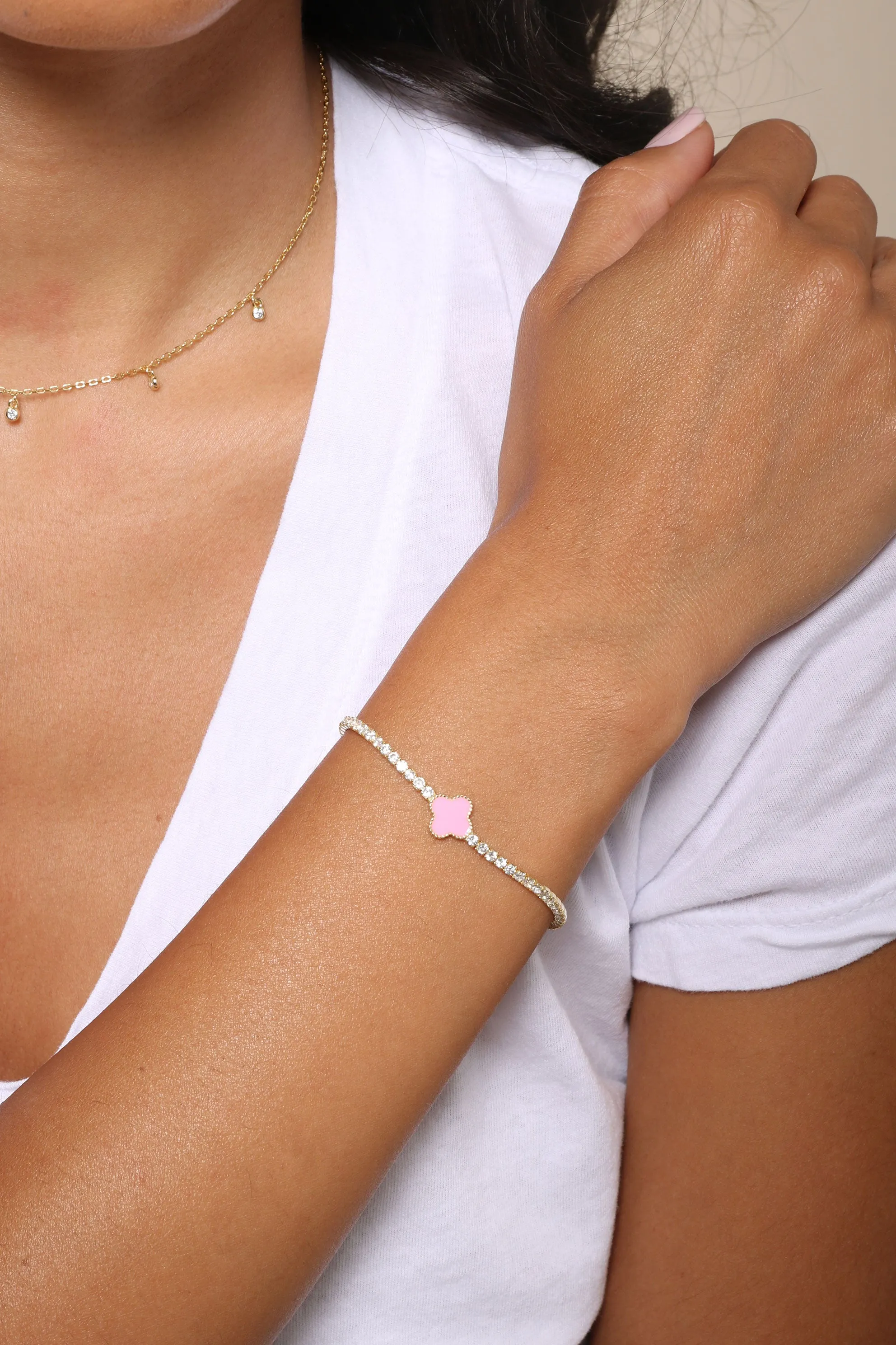 Catana Enamel Clover Tennis Bracelet sold by Mixology