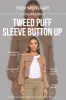 Tweed Puff Sleeve Button Up sold by Mixology