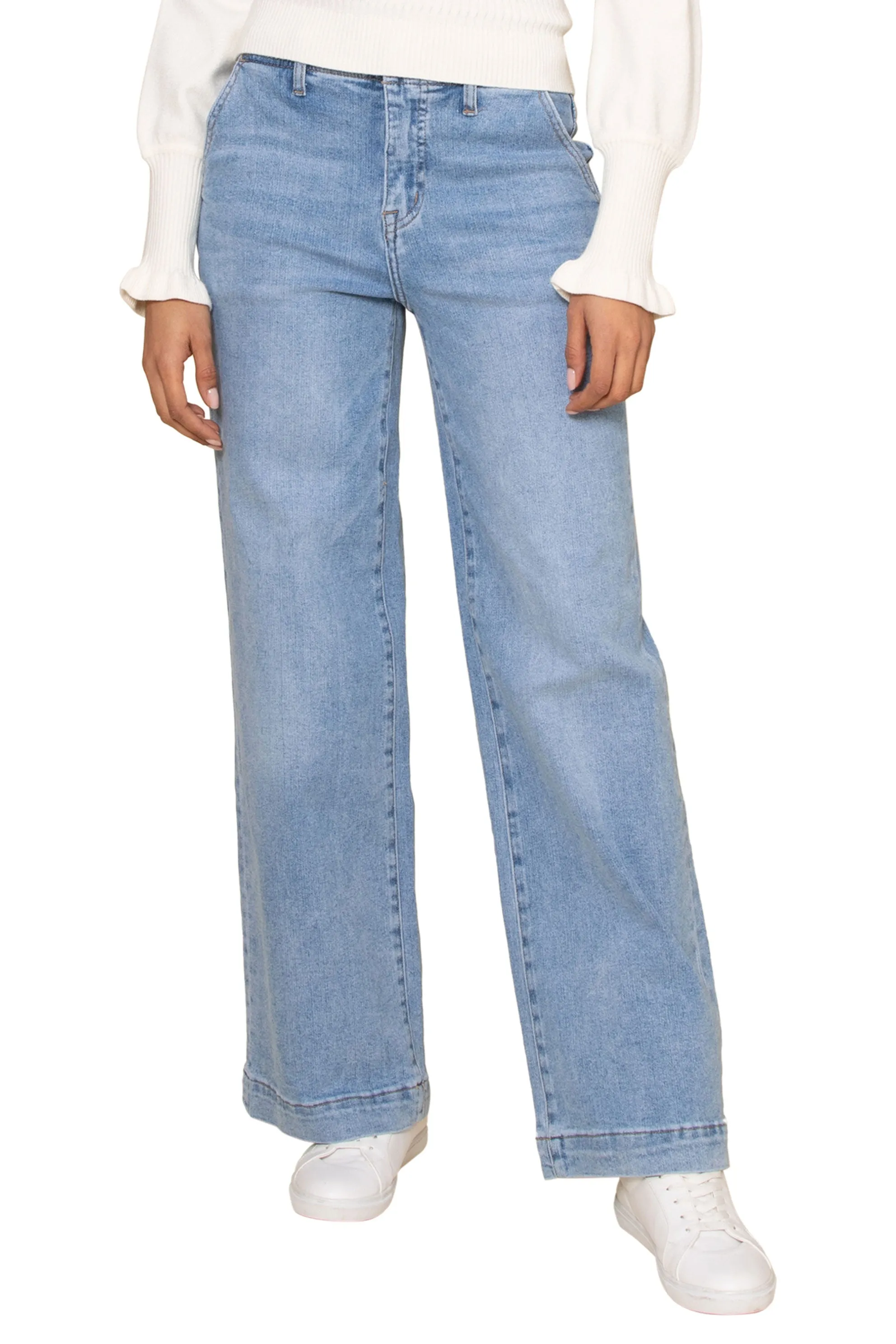 High Rise Wide Leg Jeans With Slant Pocket sold by Mixology