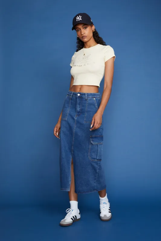 Patrice Denim Cargo Skirt sold by Mixology
