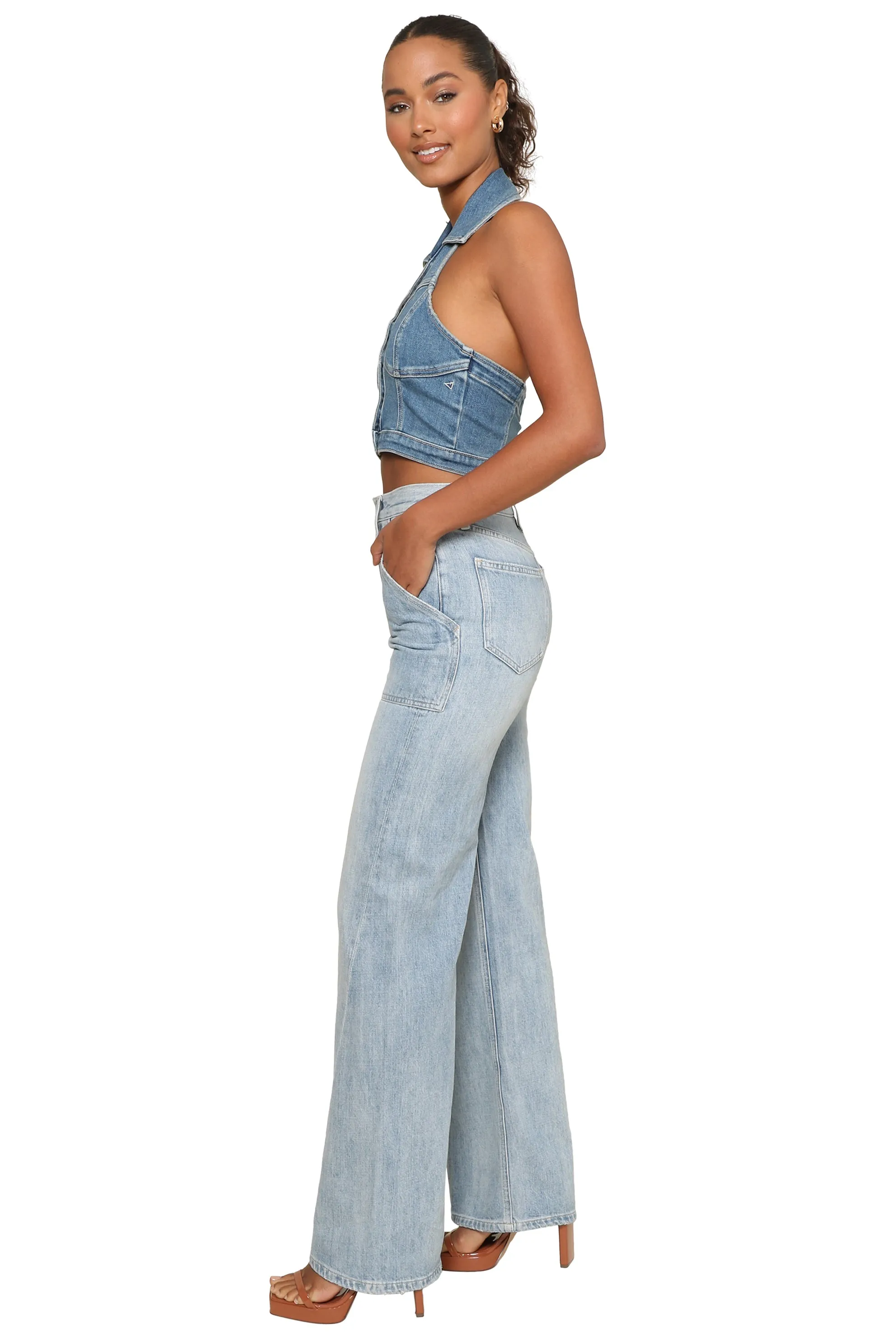 Halter Dark Denim Crop Top sold by Mixology product image thumbnail 4