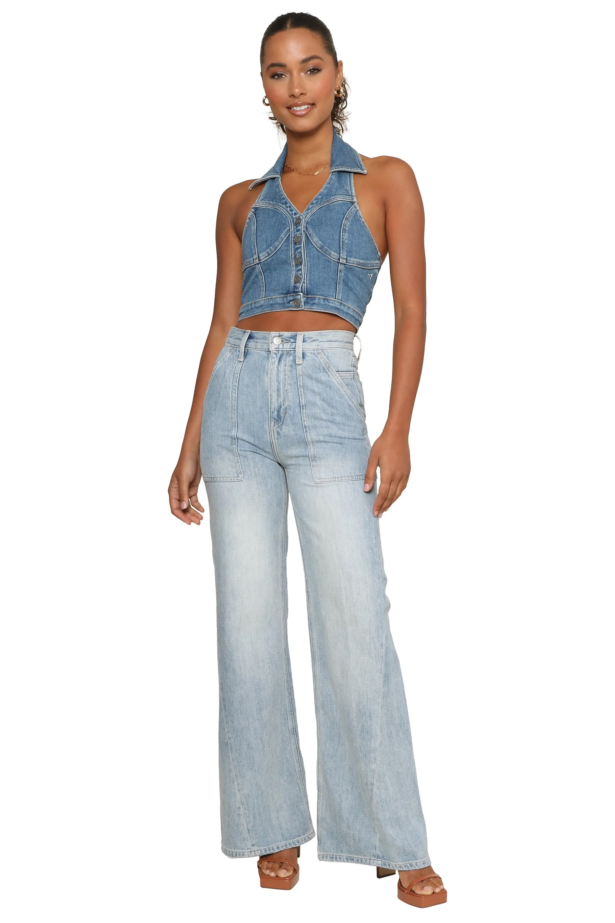 Halter Dark Denim Crop Top sold by Mixology product image thumbnail 3