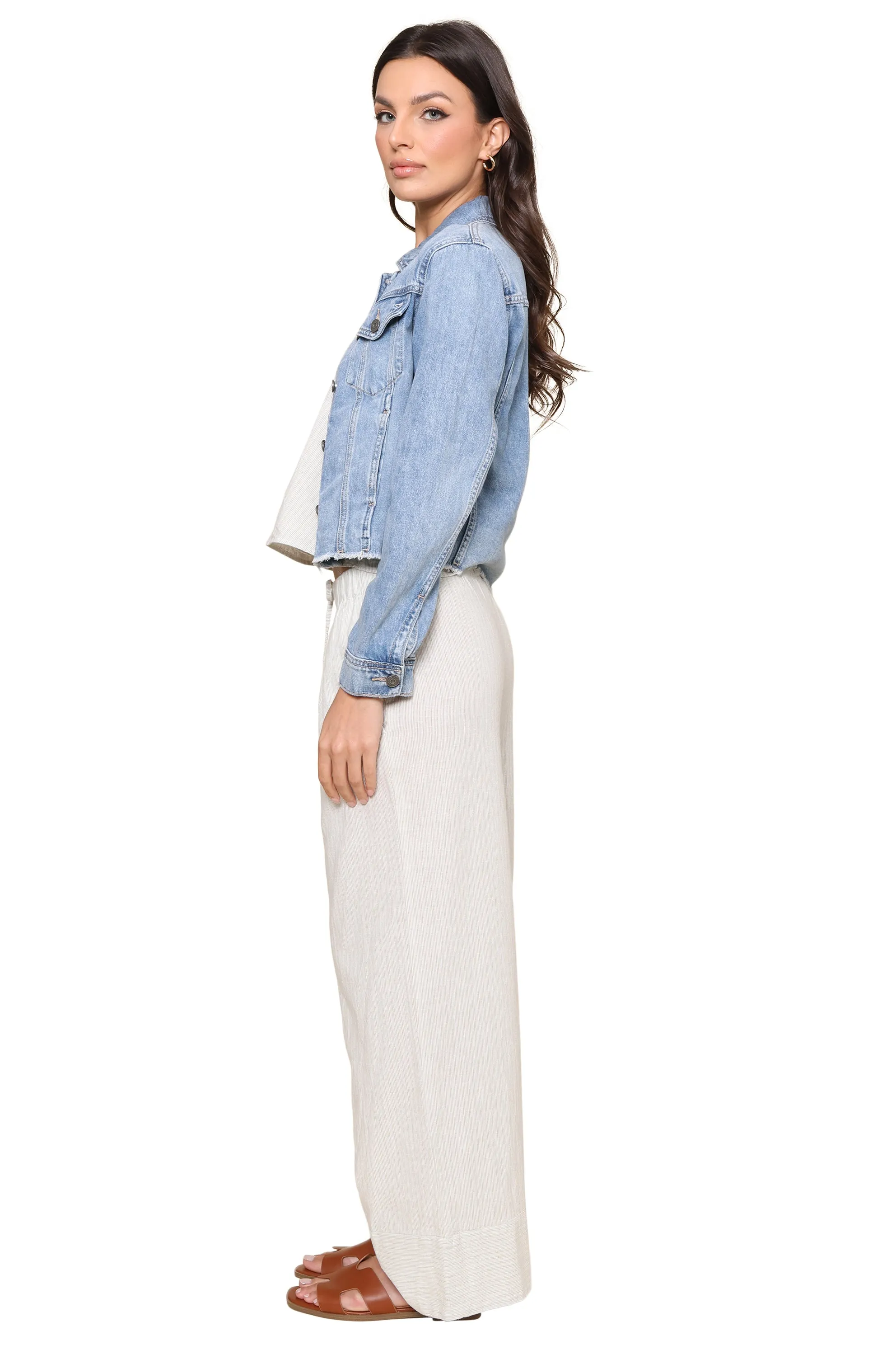 Light Wash Trucker Denim Jacket sold by Mixology product image thumbnail 3