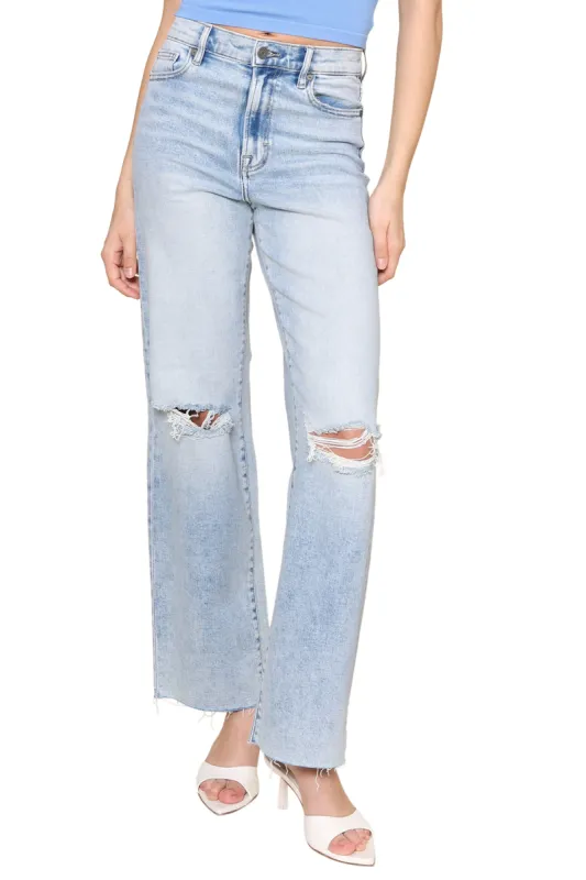 Light Wash Distressed High Rise sold by Mixology