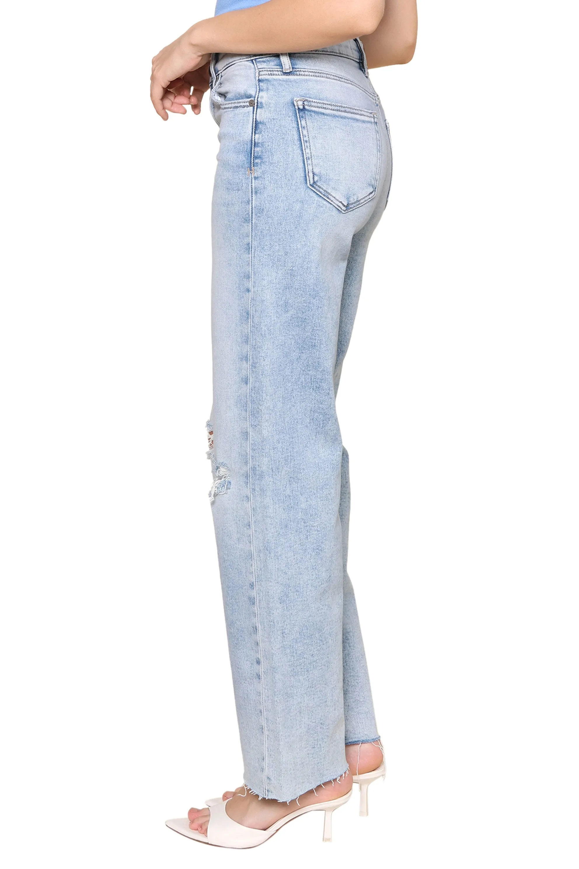 Light Wash Distressed High Rise sold by Mixology product image thumbnail 2