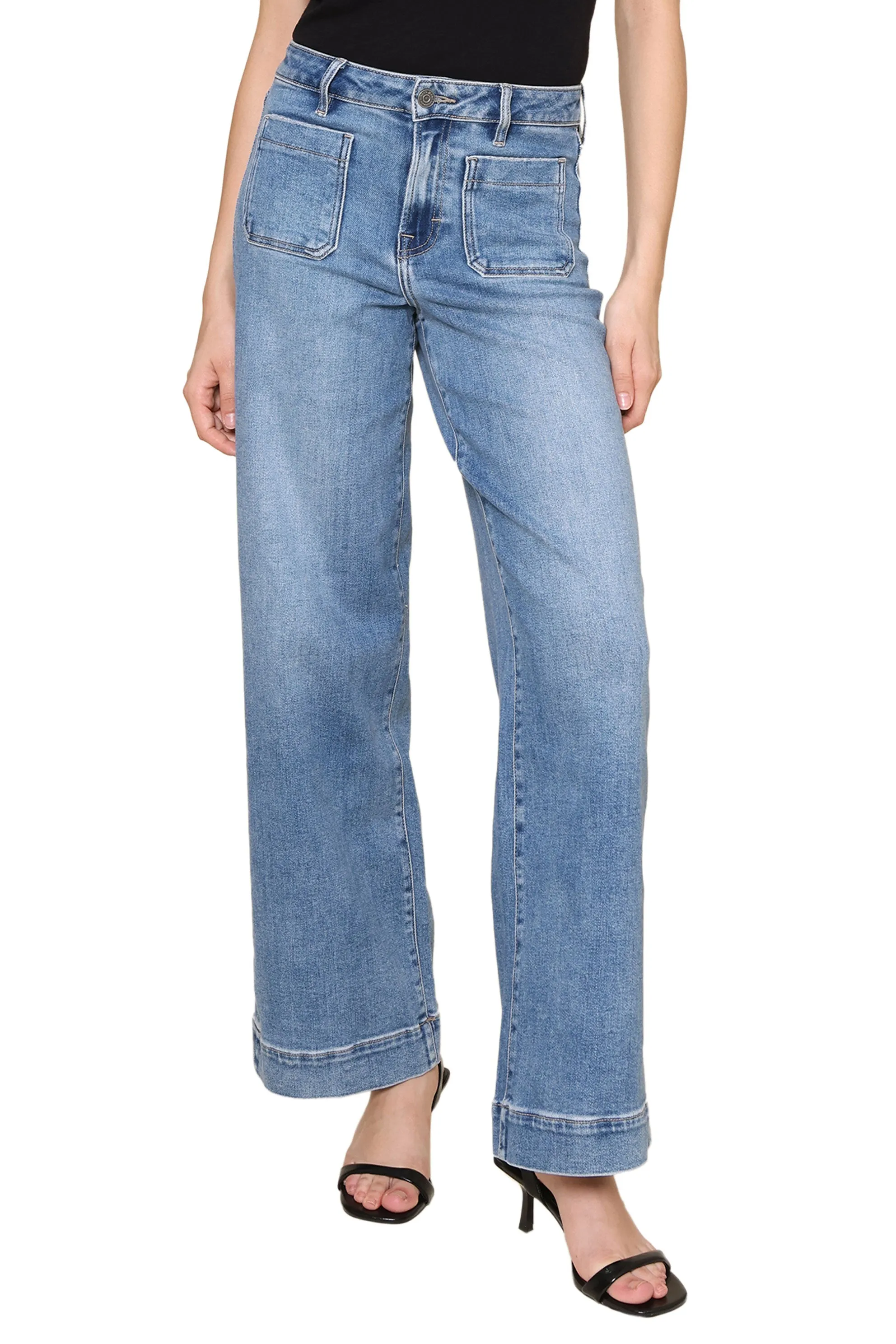 Medium Wash Front Pocket Straight sold by Mixology