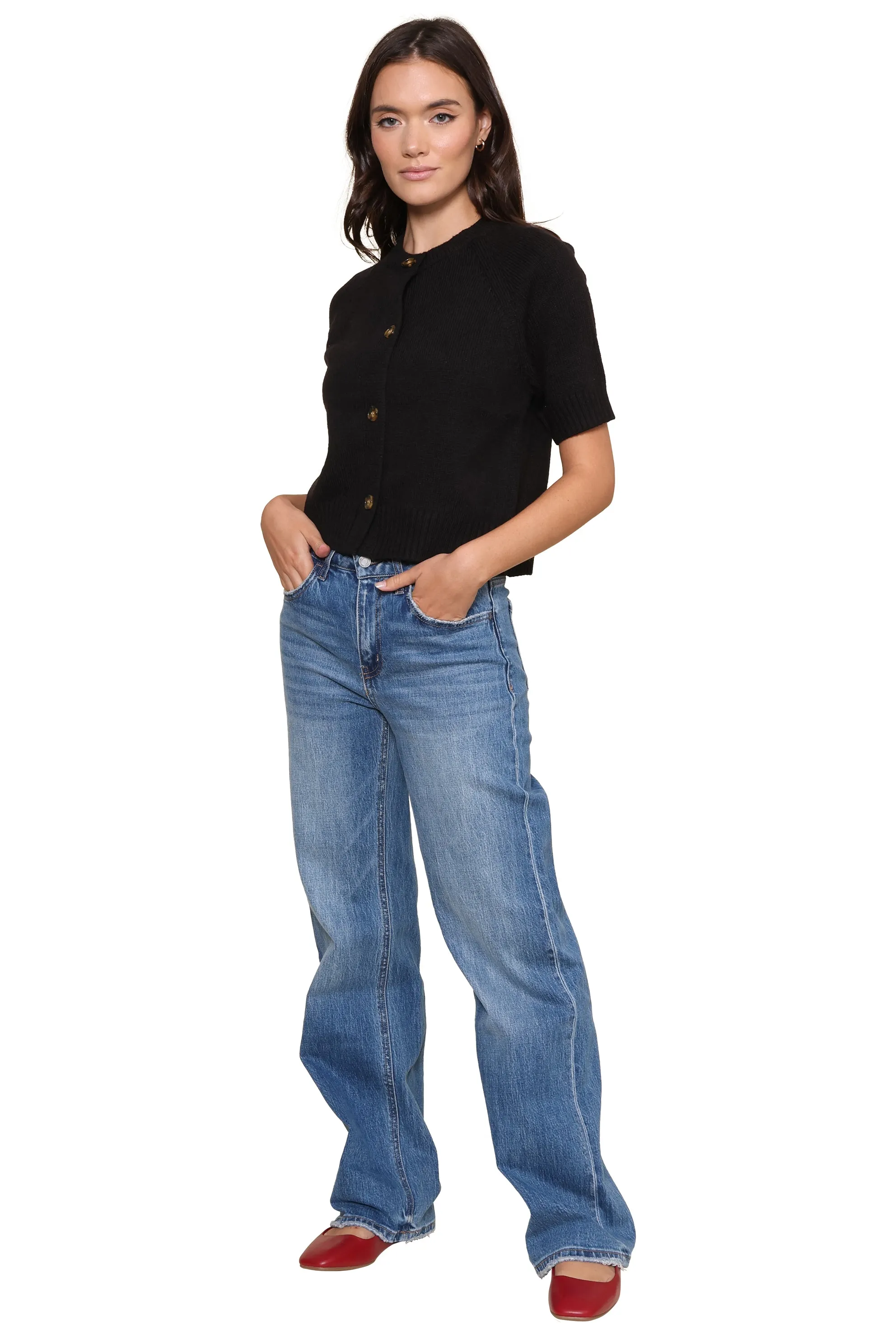 Kate Short Sleeve Button Front Cardigan sold by Mixology product image thumbnail 2