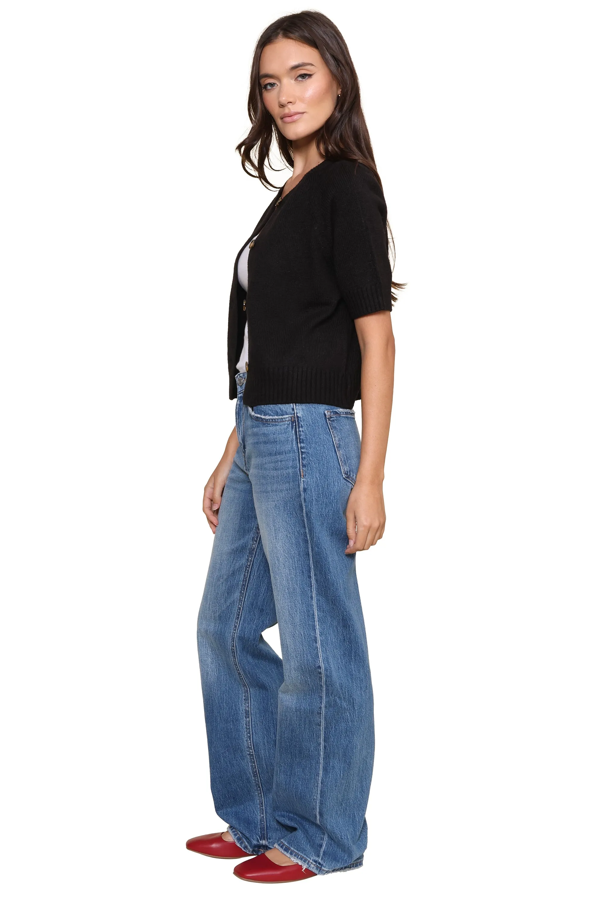 Kate Short Sleeve Button Front Cardigan sold by Mixology product image thumbnail 3