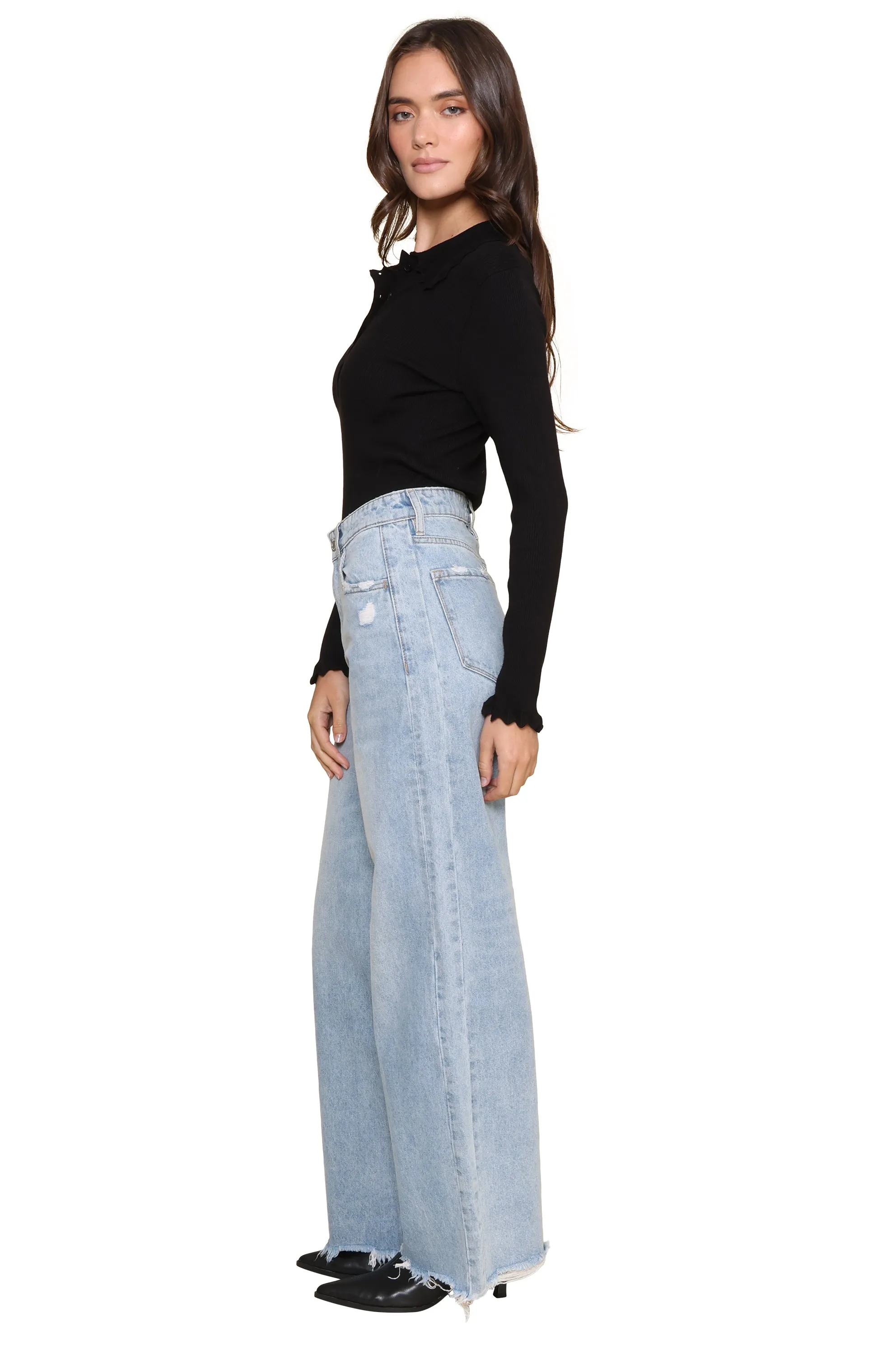 Rae Ribbed Polo Knit Top sold by Mixology product image thumbnail 3