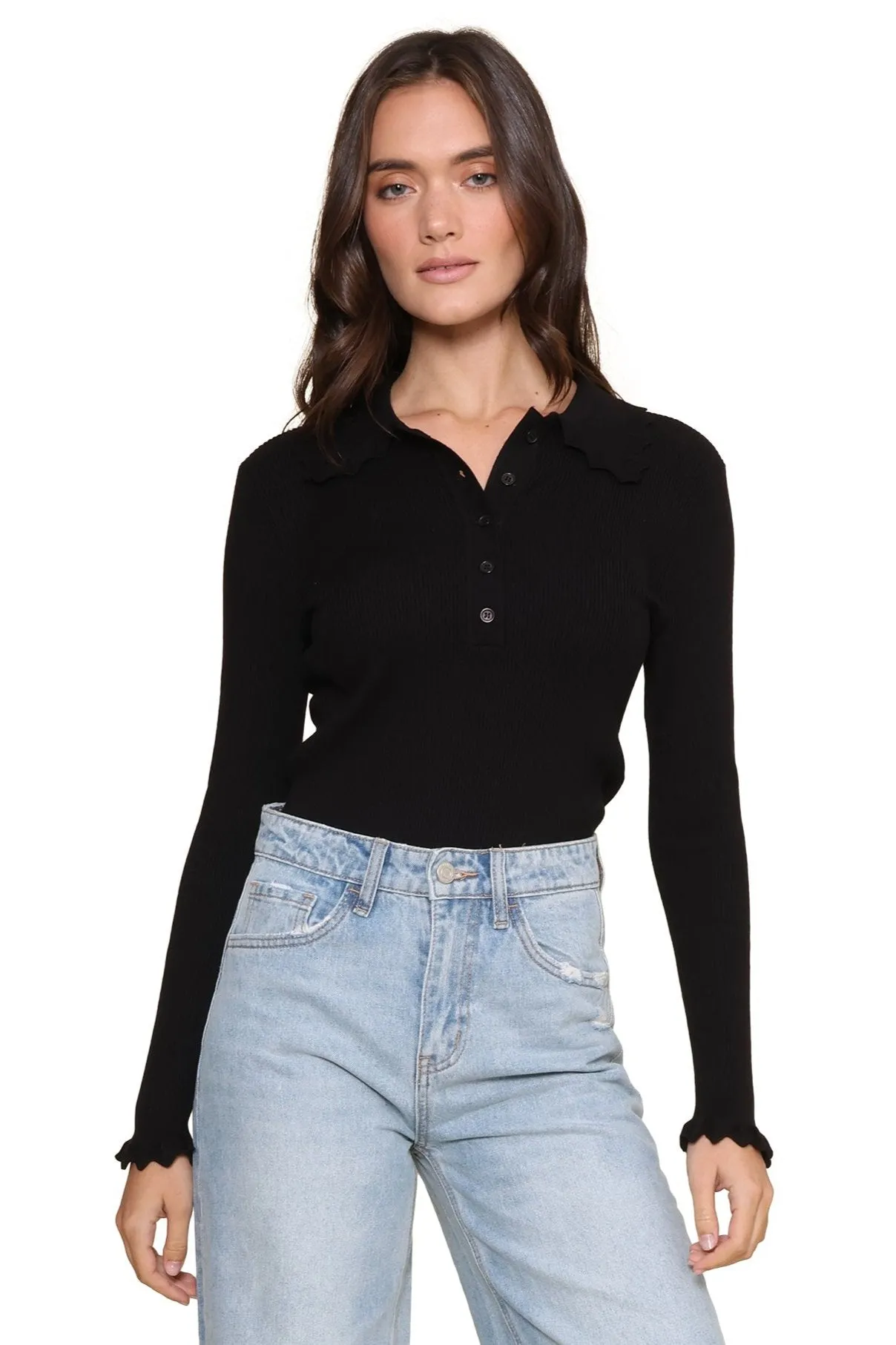 Rae Ribbed Polo Knit Top sold by Mixology product image thumbnail 2