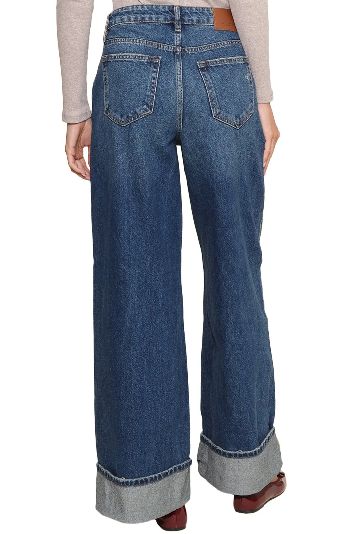 Cuffed Dark Wash Wide Leg Jean sold by Mixology product image thumbnail 3