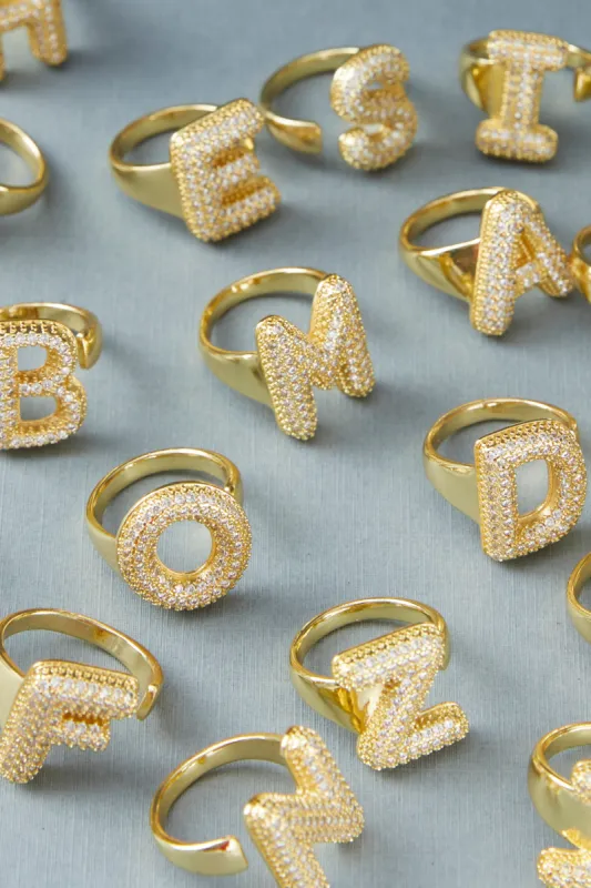 Ellie Cz Initial Ring sold by Mixology