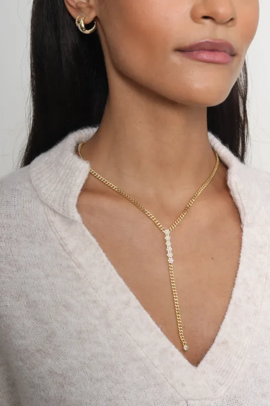 Zinnia Chain Lariat with Cubic Zirconia sold by Mixology