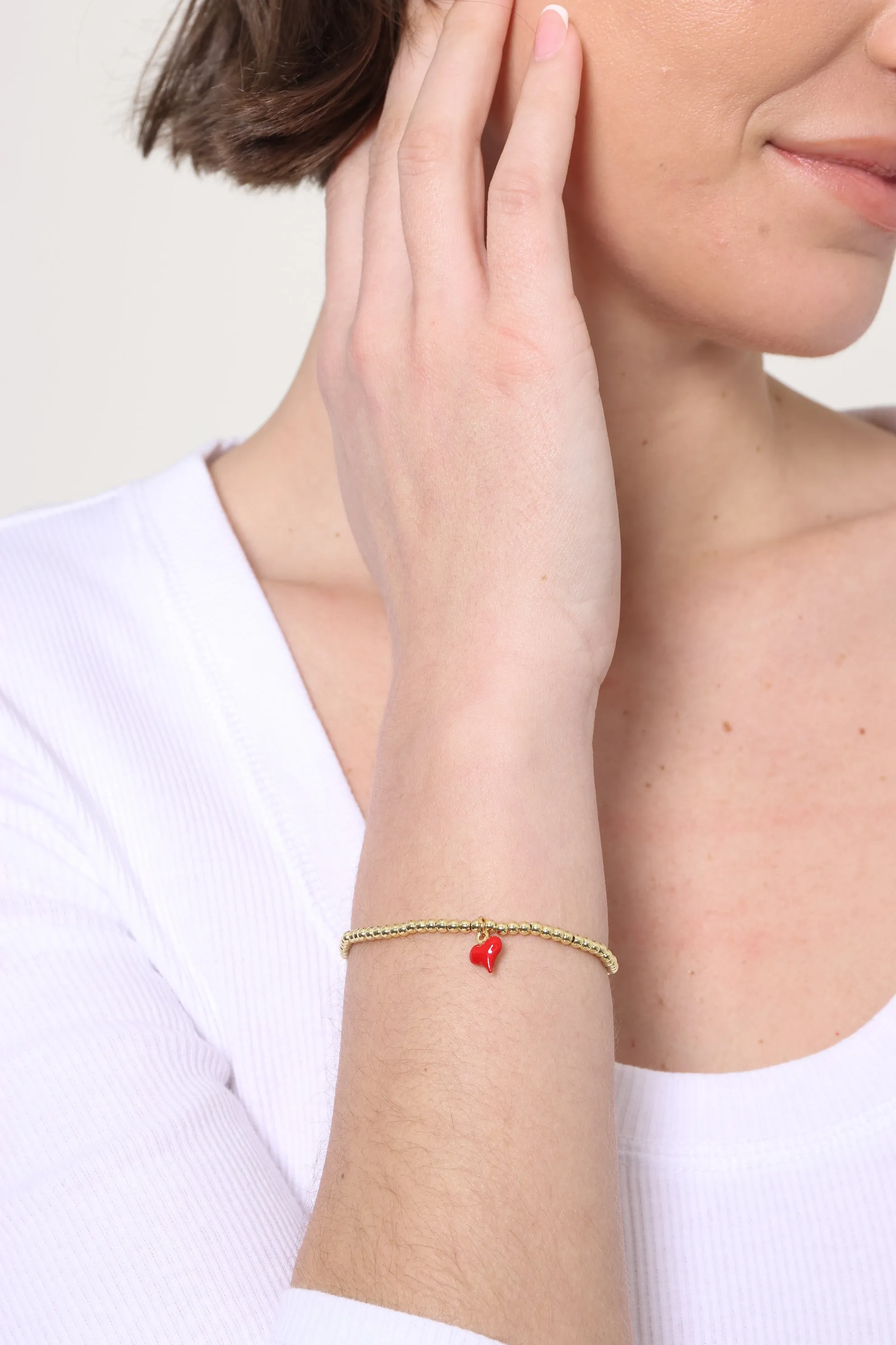 Carina Red Puff Heart Bracelet sold by Mixology