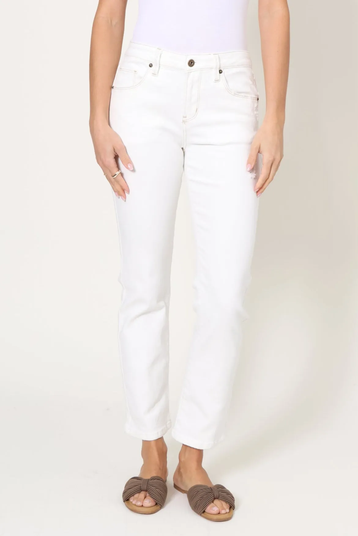 Mid Rise Straight Leg White sold by Mixology